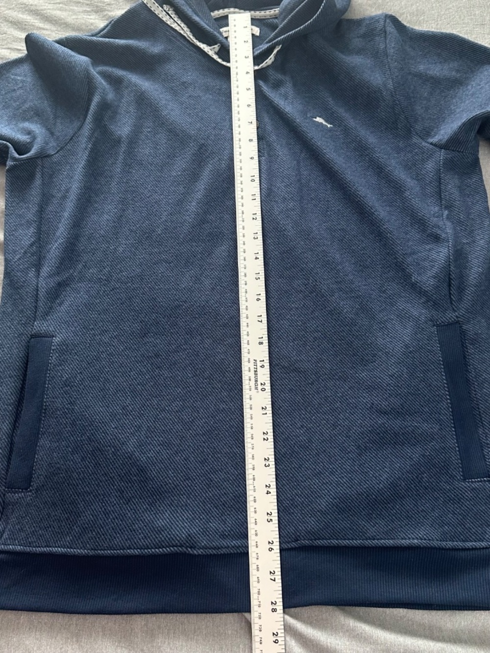 NEW Tommy Bahama Mens Medium Textured Twill Stripe Hoodie Ocean Blue - Picture 8 of 10